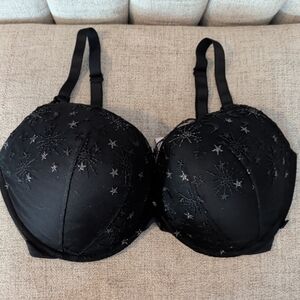 Victoria's Secret Black Embroidered Star Padded Bra